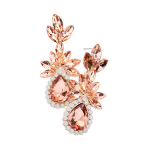 Peach Marquise Stone Cluster Teardrop Accented Dangle Evening Earrings. Look like the ultimate fashionista with these Earrings! Add something special to your outfit ! It will be your new favorite accessory. Perfect Birthday Gift, Anniversary Gift, Mother's Day Gift, Graduation Gift, Prom Jewelry, Just Because Gift, Thank you Gift.