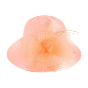 Peach Mesh Bow Dressy Hat, is an elegant and high fashion accessory for your modern couture. Unique and elegant hats, family, friends, and guests are guaranteed to be astonished by this mesh bow dressy hat. The fascinator hat with exquisite workmanship is soft, lightweight, skin-friendly, and very comfortable to wear. 