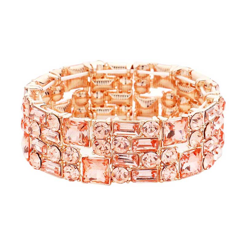 Peach Multi Stone Stretch Evening Bracelet brings a gorgeous glow to your outfit to show off the royalty on any special occasion. It's a perfect beauty that highlights your appearance and grasps everyone's eye on any special occasion. Is a glowing and sparkling beauty that is perfect to show off your glowing look and enrich your beauty to a greater extent.