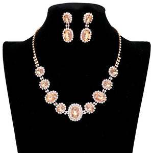 Peach Oval Stone Accented Rhinestone Trimmed Necklace, These gorgeous Rhinestone pieces will show your class in any special occasion. Designed to accent the neckline, a fashion faithful, adds a gorgeous stylish glow to any outfit style, jewelry that fits your lifestyle! Suitable for wear Party, Wedding, Date Night or any special events. Perfect gift for Birthday, Anniversary, Valentine’s Day gift or any special occasion.