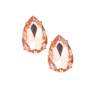 Peach Post Back Teardrop Stone Evening Earrings. Beautifully crafted design adds a gorgeous glow to any outfit. Jewelry that fits your lifestyle! Perfect Birthday Gift, Anniversary Gift, Mother's Day Gift, Anniversary Gift, Graduation Gift, Prom Jewelry, Just Because Gift, Thank you Gift.