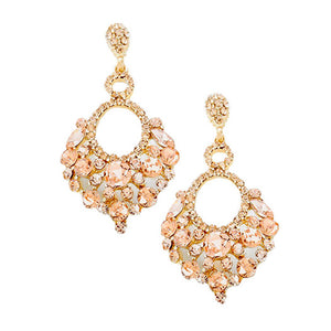 Peach Rose Gold Marquise Crystal Chandelier Statement Evening Earrings, put on a pop of color to complete your ensemble. Perfect for adding just the right amount of shimmer & shine and a touch of class to special events. Perfect Birthday Gift, Anniversary Gift, Mother's Day Gift, Graduation Gift.
