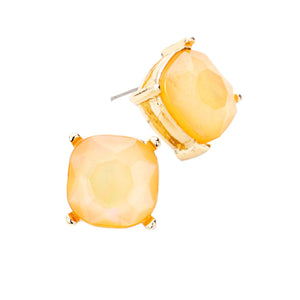 Peach Square Stone Stud Earrings. Look like the ultimate fashionista with these Earrings! Add something special to your outfit this Valentine! Special It will be your new favorite accessory. Perfect Birthday Gift, Mother's Day Gift, Anniversary Gift, Graduation Gift, Prom Jewelry, Valentine's Day Gift, Thank you Gift.