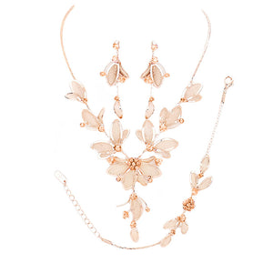 Peach Stone Accented Metal Mesh Petal Jewelry Set, These Necklace jewelry sets are Elegant. Get ready with these beautifully floral detailed stone Necklace and a bright Bracelet, adds a gorgeous glow to any outfit. Stunning jewelry set will sparkle all night long making you shine out like a diamond. Suitable for wear Party, Wedding, Date Night or any special events. Perfect Birthday, Anniversary, Prom Jewelry, Thank you Gift. 