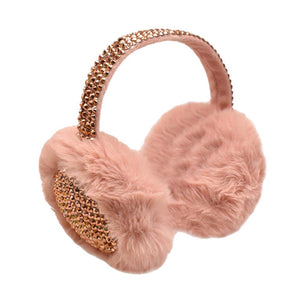Peach Studded Fluffy Plush Fur Foldable Earmuff, is soft & furry that will shield your ears from cold winter weather ensuring all-day comfort. The plush fur foldable design earmuff creates a cozy feel & gives you a trendy look. It's both comfy and fashionable. These are so soft and toasty that you’ll want to wear them everywhere, especially while running out of the door in the cold weather in the mood.