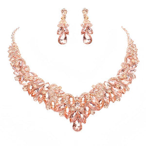 Peach Teardrop Marquise Stone Cluster Evening Necklace. These gorgeous Stone pieces will show your class in any special occasion. The elegance of these Stone goes unmatched, great for wearing at a party! Perfect jewelry to enhance your look. Awesome gift for birthday, Anniversary, Valentine’s Day or any special occasion.