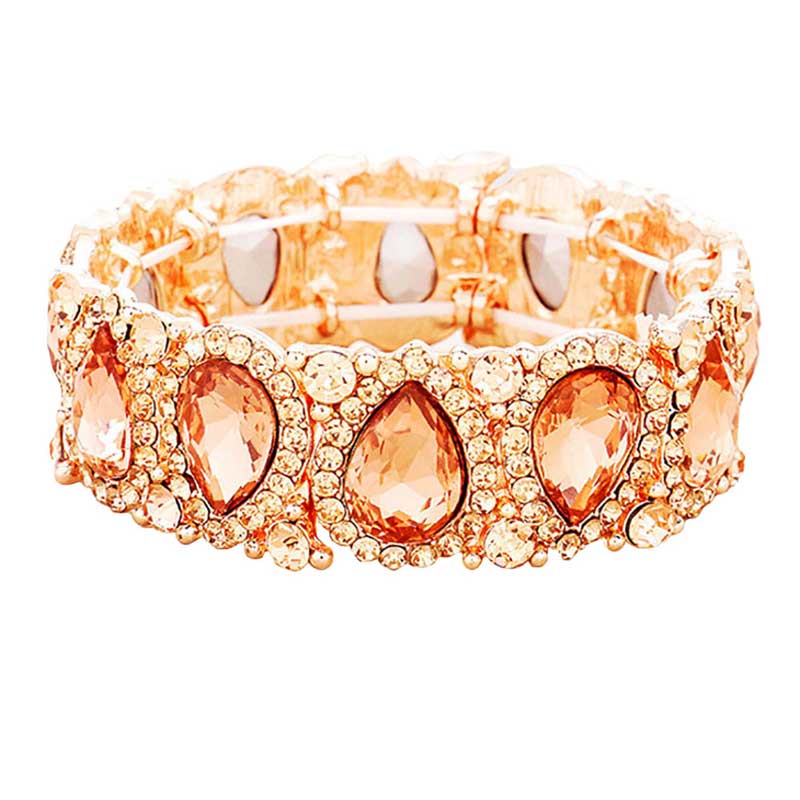 Peach Teardrop Rhinestone Trim Stretch Evening Bracelet, These gorgeous Rhinestone pieces will show your class in any special occasion. eye-catching sparkle, sophisticated look you have been craving for! Fabulous fashion and sleek style adds a pop of pretty color to your attire, coordinate with any ensemble from business casual to everyday wear. Awesome gift for birthday, Anniversary, Valentine’s Day or any special occasion.