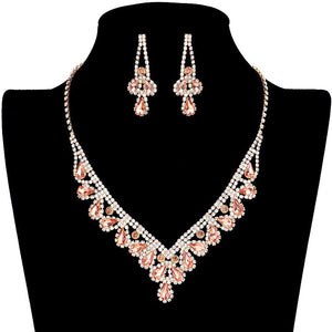 Peach Teardrop Stone Accented Rhinestone Pave Necklace. Get ready with these jewellery sets, put on a pop of shine to complete your ensemble. Stunning pave necklace will sparkle all night long making you shine out like a diamond. Perfect for adding just the right amount of shimmer and a touch of class to special events. These classy necklaces are perfect for Party, Wedding and Evening. Awesome gift for birthday, Anniversary, Valentine’s Day or any special occasion.