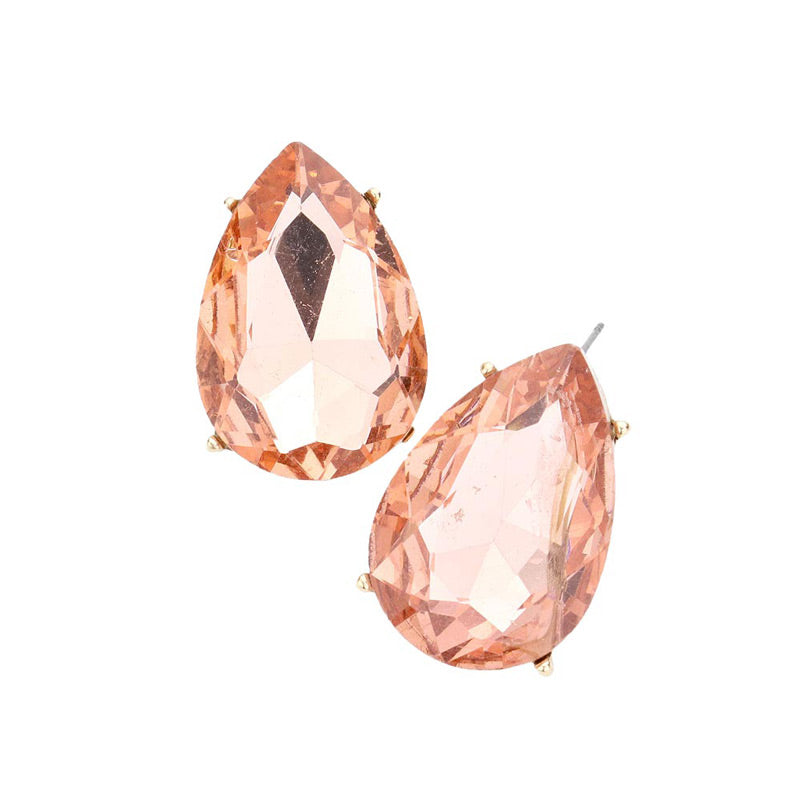 Peach Teardrop Stone Evening Earrings, This teardrop stone earring put on a pop of color to complete your ensemble. Teardrop Stone and sparkling design give these stunning earrings an elegant look. Classic, elegant evening earrings for a special occasion, ideal for parties, weddings, graduation, and holidays, pair these evening earrings with any ensemble for a polished look. These earrings pair perfectly with any ensemble from business casual, to a night out on the town or a black-tie party.