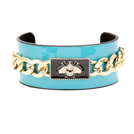 Light Blue Honey Bee a symbol of wealth, good luck & harmony. The bee spirit reminds you to enjoy what you could be missing. Our Bee Bracelet can be used to dress up or dress down your ensemble. This beautiful Bee Cuff Bracelet makes a perfect Birthday Gift, Mother’s Day Gift, Graduation Gift, Thank you Gift, Honey Bee Jewelry