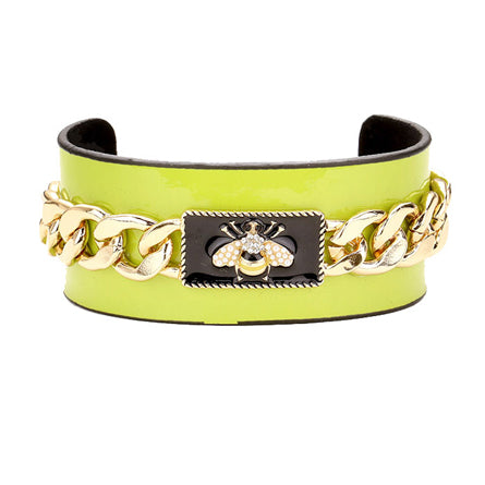 Lime Honey Bee a symbol of wealth, good luck & harmony. The bee spirit reminds you to enjoy what you could be missing. Our Bee Bracelet can be used to dress up or dress down your ensemble. This beautiful Bee Cuff Bracelet makes a perfect Birthday Gift, Mother’s Day Gift, Graduation Gift, Thank you Gift, Honey Bee Jewelry