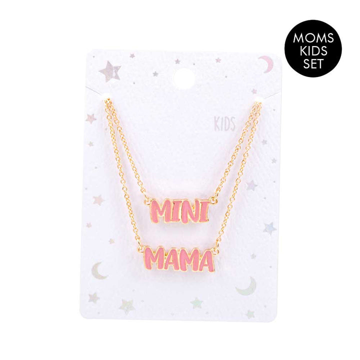 Pink 2PCS Enamel MINI MAMA Pendant Moms and Kids Set Necklace, This is a beautiful set of matching MAMA/MINI Message pendant Necklace. These make a perfect gift for a mama and daughter duo, or any ladies who want to show their special connection. Matching with your little is always fun and these Enamel Necklace make dressing up even more special! This beautiful Mom Kids set is the ideal mother's day present.