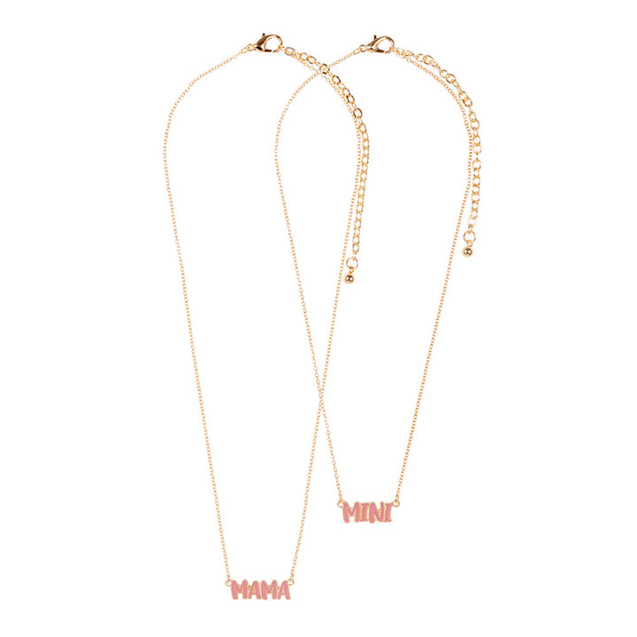Pink 2PCS Enamel MINI MAMA Pendant Moms and Kids Set Necklace, This is a beautiful set of matching MAMA/MINI Message pendant Necklace. These make a perfect gift for a mama and daughter duo, or any ladies who want to show their special connection. Matching with your little is always fun and these Enamel Necklace make dressing up even more special! This beautiful Mom Kids set is the ideal mother's day present.
