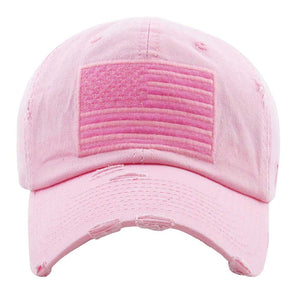 Pink American USA Flag Vintage Baseball Cap, Show your patriotic side with this cute patriotic  USA flag style American Flag baseball cap. Perfect to keep the sun out of your eyes, and to pull your hair back during exercises such as walking, running, biking, hiking, and more! Adjustable Velcro strap gives you the perfect fit. its awesome vintage look, Soft textured, embroidered with fun statement will become your favorite cap.