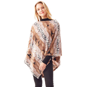 Pink Animal Patterned Faux Fur Soft Poncho, the perfect accessory, luxurious, trendy, super soft chic capelet, keeps you warm and toasty. You can throw it on over so many pieces elevating any casual outfit! Perfect Gift for Wife, Mom, Birthday, Holiday, Christmas, Anniversary, Fun Night Out