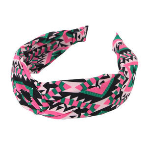 Pink Aztec Patterned Twisted Headband, Push your hair back and spice up any plain outfit with this twisted Aztec-patterned headband! Be the ultimate trendsetter & be prepared to receive compliments wearing this chic headband with all your stylish outfits! Add a super neat and trendy twist to any boring style. Perfect for everyday wear, special occasions, outdoor festivals, and more. Awesome gift idea for your loved one or yourself.