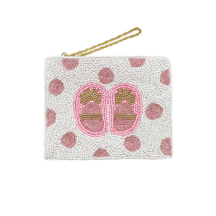 Pink Baby Shoes Seed Beaded Mini Pouch Bag, perfectly goes with any outfit and shows your trendy choice to make you stand out on your special occasion. Carry out this message-themed mini pouch bag while attending a special occasion. Perfect for carrying makeup, money, credit cards, keys or coins, etc. It's lightweight and perfect for easy carrying.