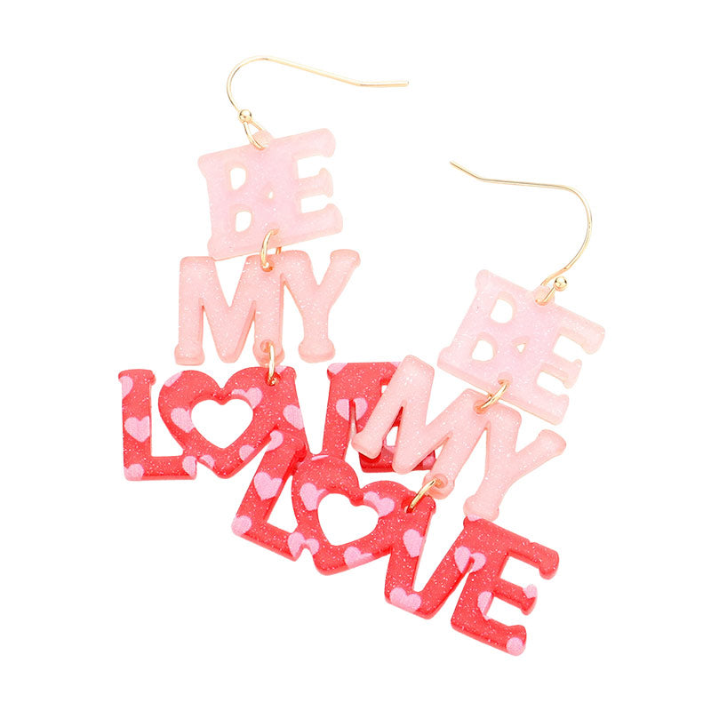 Pink Be My Love Glittered Resin Message Link Dangle Earrings, take your love for statement accessorizing to a new level of affection with these Be My Love message dangle earrings. Accent all of your dresses with the extra fun vibrant color with these message link dangle earrings. Wear these gorgeous earrings to make you stand out from the crowd & show your trendy choice this valentine.