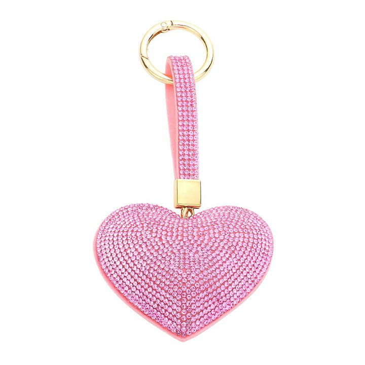 Pink Bling Heart Bag Charm Key Chain, is beautifully designed with a heart-themed stone design that will make a glowing touch on one's heart whom you care about & love. Made with stones, this keychain is the best to carry around the keys to your treasure box or your hideout! Make your close ones feel special and make them laugh with this beautiful bling heart key chain. It's an excellent gift for your loved ones to make their moment special.