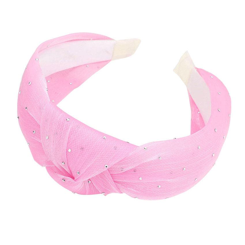 Pink Bling Stone Sheer Knot Headband, Take your outfit to the next level in this gorgeous Stone knot headband! This headband is an easy way to dress up your outfit. Add sparkle to your outfit with this Sheer headband with twist knot detail. Be the ultimate trendsetter wearing this chic headband with all your stylish outfits! Very beautiful accessory for ladies, For occasions: parties, birthdays, weddings, festivals, dances, celebrations, ceremonies, gift and other daily activities.