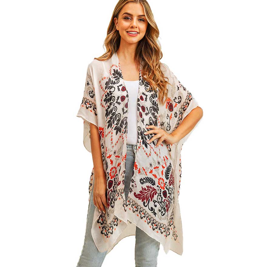 Pink Bohemian Print Cover Up Kimono Poncho. Lightweight and soft brushed fabric exterior fabric that make you feel more warm and comfortable. Cute and trendy Poncho for women .Great for dating, hanging out, daily wear, vacation, travel, shopping, holiday attire, office, work, outwear, fall, spring or early winter. Perfect Gift for Wife, Mom, Birthday, Holiday, Anniversary, Fun Night Out.
