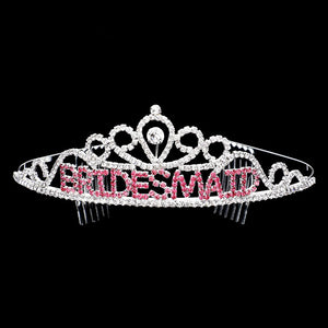 Pink Bridesmaid Rhinestone Pave Party Tiara. This elegant rhinestone design, makes you more charm. A stunning bridesmaid Tiara that can be a perfect Bridal Headpiece. This tiara features precious stones and an artistic design. This hair accessory is really beautiful, Pretty and lightweight. Makes You More Eye-catching at events and wherever you go. Suitable for Wedding, Engagement, Birthday Party, Any Occasion You Want to Be More Charming.