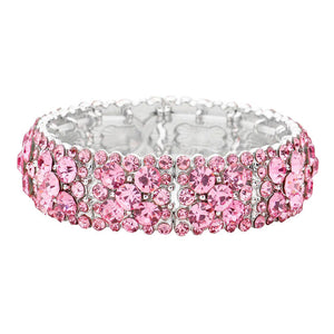 Pink Bubble Stone Cluster Stretch Evening Bracelet, Get ready with these Magnetic Bracelet, put on a pop of color to complete your ensemble. Perfect for adding just the right amount of shimmer & shine and a touch of class to special events. Perfect Birthday Gift, Anniversary Gift, Mother's Day Gift, Graduation Gift.
