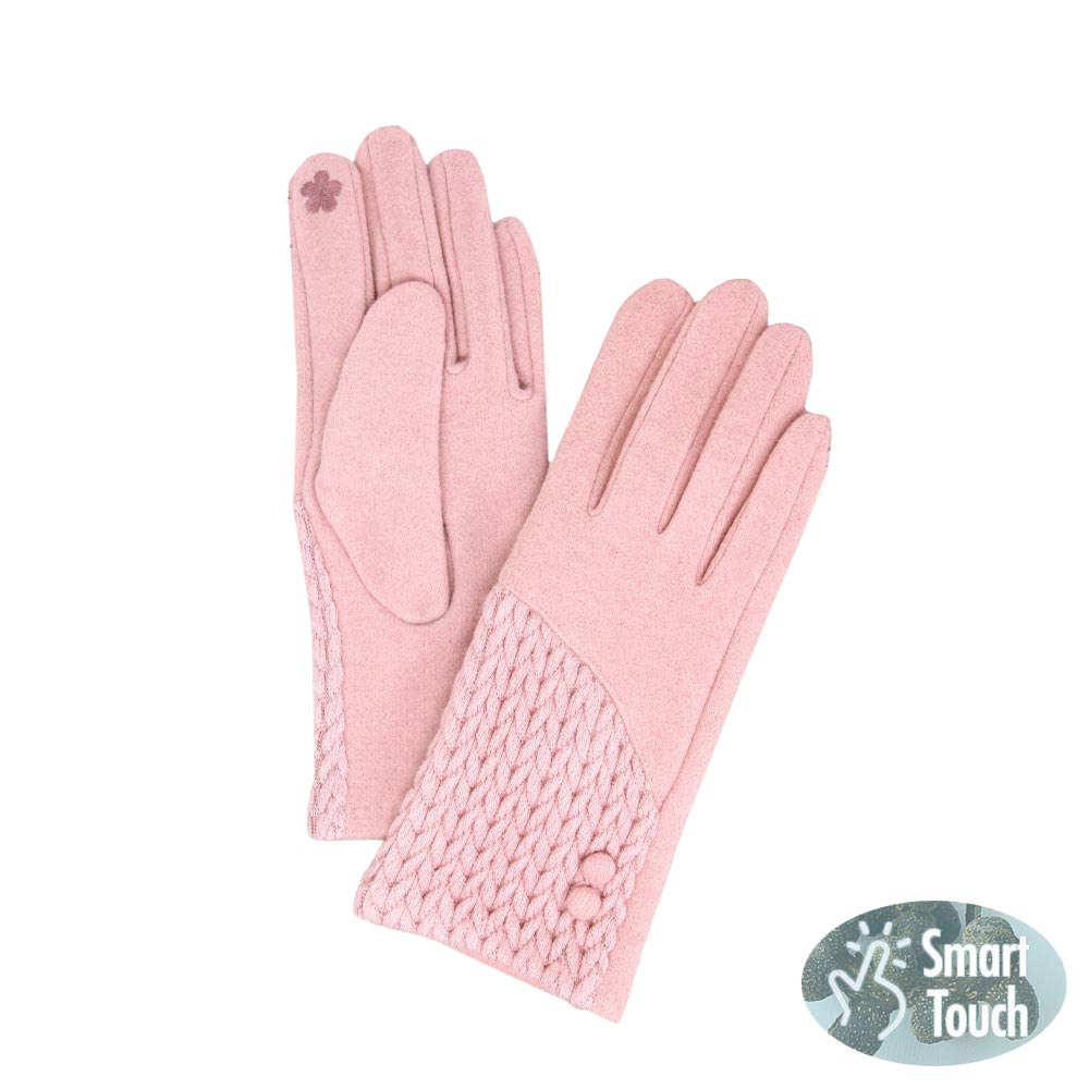 Pink Cable Detailed Button Touch Smart Gloves, give your look so much eye-catching colors with beautifully crafted designs. It's a pair of cozy feel, very fashionable, attractive, cute-looking gloves in the winter season. It will allow you to easily use your electronic devices and touchscreens while keeping your fingers covered, and swiping away! A pair of these gloves are awesome winter gift for your family, friends, anyone you love, and even yourself. Complete your outfit in a trendy style!