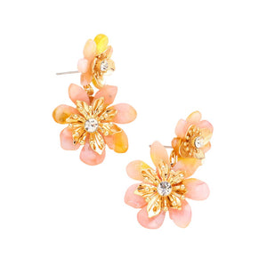 Pink Celluloid Acetate Double Flower Link Dangle Earrings, are stunning & eye-catchy jewelry that fits your lifestyle adding a pop of pretty color. Enhance your attire with these vibrant & beautiful double floral earrings! Adds a touch of nature-inspired beauty to your look with perfect class. It will be your new favorite accessory.