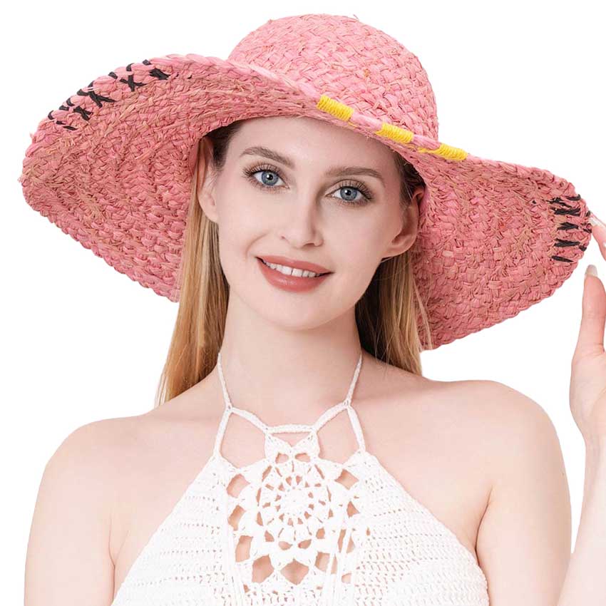 Pink Color Edged Straw Floppy Sun Hat, a beautiful & comfortable sun hat is suitable for summer wear to amp up your beauty & make you more comfortable everywhere. Excellent Floppy Straw sun hat for wearing while gardening, traveling, boating, on a beach vacation, or to any other outdoor activities. A great hat can keep you cool and comfortable even when the sun is high in the sky.