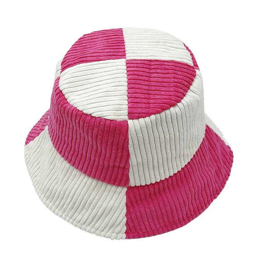 Sombrero de pescador de pana con bloques de color - Rosa