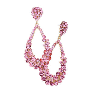 Pink Crystal Bubble Cluster Teardrop Evening Earrings, These gorgeous Crystal pieces will show your class in any special occasion. The elegance of these crystal evening earrings goes unmatched. Perfect jewelry to enhance your look. Awesome gift for birthday, Anniversary, Valentine’s Day or any special occasion.