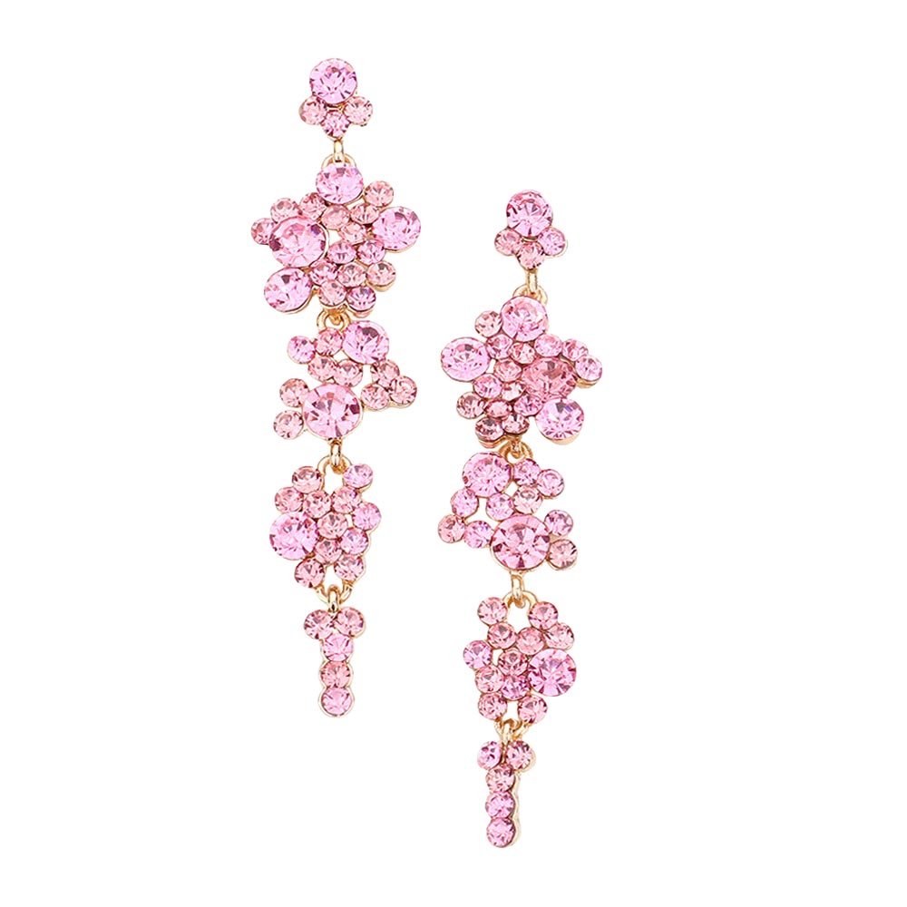 Pink Pearl Crystal Rhinestone Vine Drop Evening Earrings. Get ready with these bright earrings, put on a pop of color to complete your ensemble. Perfect for adding just the right amount of shimmer & shine and a touch of class to special events. Perfect Birthday Gift, Anniversary Gift, Mother's Day Gift, Graduation Gift.