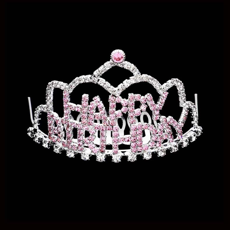Crystal Rhinestone Happy Birthday Mini Party Tiara  display picture 3