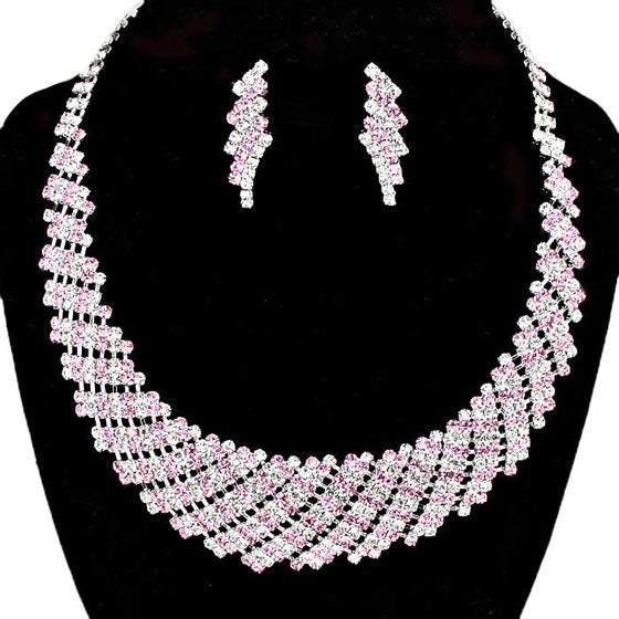 Pink Crystal Rhinestone Round Collar Necklace. These gorgeous Rhinestone pieces will show your class in any special occasion. The elegance of these Collar necklace goes unmatched, great for wearing at a party! Perfect jewelry to enhance your look. Awesome gift for birthday, Anniversary, Valentine’s Day or any special occasion