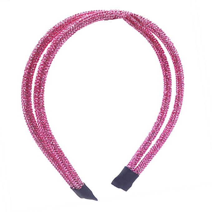 Pink Double Band Stone Accented Giltzy Bead Padded Crystal Shimmer Headband, soft, shiny headband makes you feel extra glamorous. Push your hair back, add a pop of color and shine to any plain outfit, Goes well with all outfits! Receive compliments, be the ultimate trendsetter. Perfect Birthday Gift, Mother's Day, Easter 