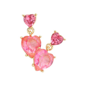 Pink Double Heart Link Dangle Earrings, Wear these gorgeous earrings to make you stand out from the crowd & show your trendy choice. The beautifully crafted design adds a gorgeous glow to any outfit. Put on a pop of color to complete your ensemble in perfect style.