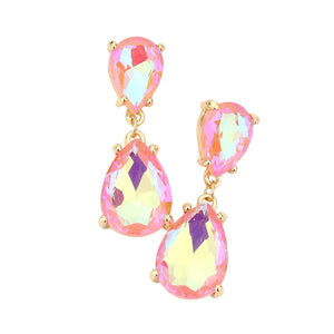 Pink Double Teardrop Link Dangle Evening Earrings, Beautiful teardrop-shaped dangle drop earrings. These elegant, comfortable earrings can be worn all day to dress up any outfit. Wear a pop of shine to complete your ensemble with a classy style. The perfect accessory for adding just the right amount of shimmer and a touch of class to special events. Jewelry that fits your lifestyle and makes your moments awesome!