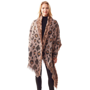 Pink Fall Winter Leopard Patterned Spangled Shawl, the perfect accessory, luxurious, trendy, super soft chic capelet, keeps you warm and toasty. You can throw it on over so many pieces elevating any casual outfit! Perfect Gift for Wife, Mom, Birthday, Holiday, Christmas, Anniversary, Fun Night Out