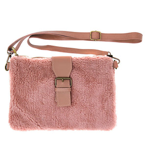 Pink Fashionable Sherpa Fleece Belt Crossbody Bag, This high quality belt crossbody bag is both unique and stylish. perfect for money, credit cards, keys or coins, comes with a wristlet for easy carrying, light and simple. Look like the ultimate fashionista carrying this trendy Shimmery Sherpa Fleece Belt Crossbody Bag!