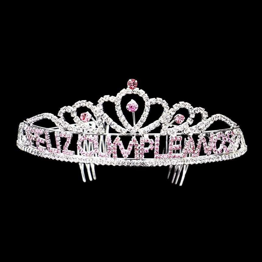 Pink Feliz Cumpleanos Message Party Tiara, This unique Hair Jewelry is suitable for birthdays. to add a luxe, attraction, and a perfect touch of class. It's a very exquisite gift for the birthday girl that will bring a smile of joy to her. It can be a perfect match for any gorgeous birthday dress. It is the perfect compliment that will make your whole birthday party look come to life.
