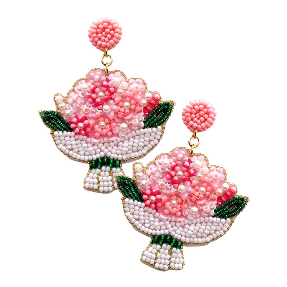 Pink Felt Back Beaded Bouquet Dangle Earrings are beautifully crafted earrings that dangle on your earlobes with a perfect glow to make you stand out and show your unique and beautiful look everywhere. Put on a pop of color to complete your ensemble in an attractive way. Perfect for adding just the right amount of shimmer & shine and a touch of ideal class to any occasion. Highlight your appearance and grasp everyone's eye at any place. Have a gorgeous look with beaded bouquet earrings. Stay gorgeous!