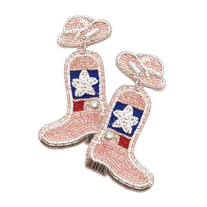 Pink Felt Back Cowboy Boots Beaded Dangle Earrings, fun Style earrings for women will add a touch of fashion and fun to any wardrobe and add a fashion statement to any outfit. Perfect gifts for weddings, Prom, birthdays, Mother’s Day, Christmas, anniversaries, holidays, Mardi Gras, Valentine’s Day, or any occasion.