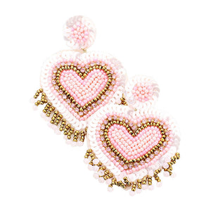 Pink Felt Back Seed Bead Sequin Heart Earrings, Get ready with these Seed Bead Sequin Heart Earrings, put on a pop of color to complete your ensemble. Perfect for adding just the right amount of shimmer & shine and a touch of class to special events. Perfect Birthday Gift, Anniversary Gift, Mother's Day Gift, Graduation Gift