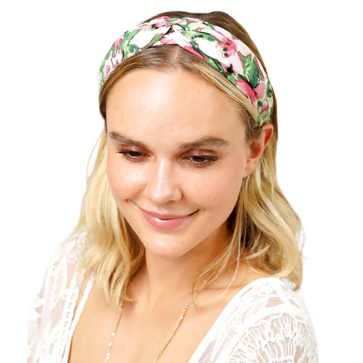 Pink Flower Patterned Twisted Headband, create a natural & beautiful look while perfectly matching your color with the easy-to-use flower-patterned twisted headband. Push your hair back and spice up any plain outfit with this twisted flower-patterned headband! Be the ultimate trendsetter & be prepared to receive compliments wearing this chic headband with all your stylish outfits!