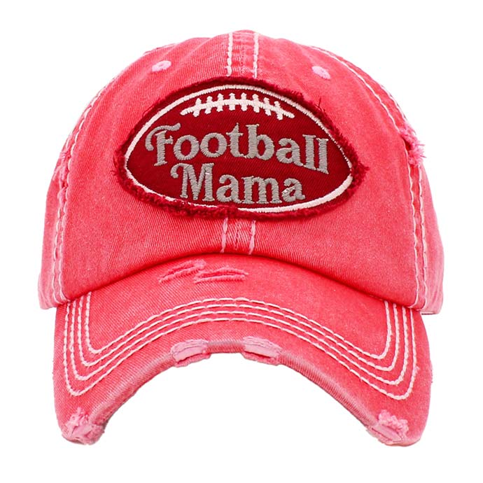 Pink Football Mama Vintage Baseball Cap, show your trendy choice with this beautiful Baseball Cap. Perfect to keep the sun out of your eyes, and to pull your hair back during exercises such as walking, running, biking, hiking, and more! The faded color gives it an awesome vintage look. Soft textured, adjustable back, embroidered message, and distressing contrast stitching baseball cap will become your favorite cap. Have fun with the perfect access