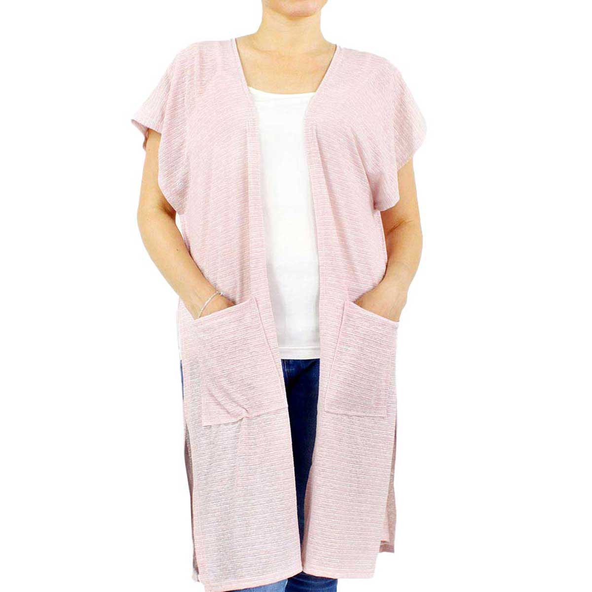 Pink Front Pockets Jersey Vest. Lightweight and soft brushed fabric exterior fabric ,make you feel more  comfortable. Cute and trendy vest for women. Great for dating, daily wear, travel, office, work, outwear, fall, spring or early winter. Perfect Gift for Wife, Mom, Birthday, Holiday, Anniversary, Fun Night Out.