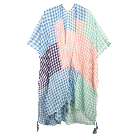 Pink Beach, Poolside chic made easy with this lightweight Gingham Check Cover Up featuring relaxed silhouette, great over your swimsuit or wear over your favorite blouse & slacks, Perfect Birthday Gift, Anniversary Gift, Mother's Day Gift, Lightweight Cover-up, Fun Beachwear, Gingham Check Kimono, Gingham Check Beachwear