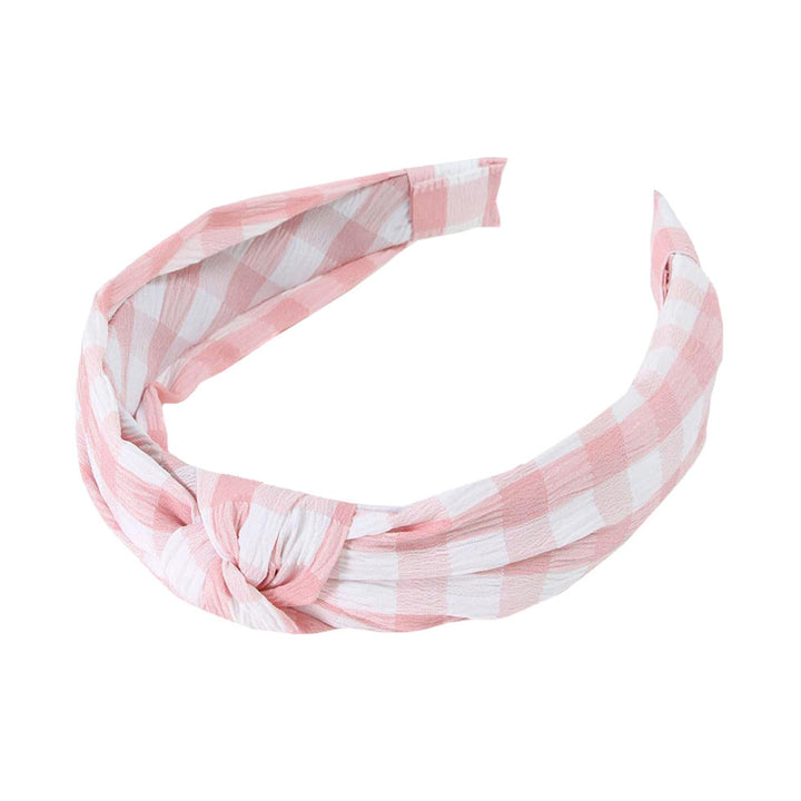 Pink Gingham Check Patterned Burnout Knot Headband, create a natural & beautiful look while perfectly matching your color with the easy-to-use check patterned knot headband. Push your hair back and spice up any plain outfit with this knot check-patterned headband! Be the ultimate trendsetter & be prepared to receive compliments wearing this chic headband with all your stylish outfits!