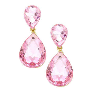 Pink Glass Crystal Teardrop Evening Earrings. This evening earring is simple and cute, easy to match any hairstyles and clothes. Suitable for both daily wear and party dress. Great choice to treat yourself and This earrings is perfect for Holiday gift, Anniversary gift, Birthday gift, Valentine's Day gift for a woman or girl of any age.